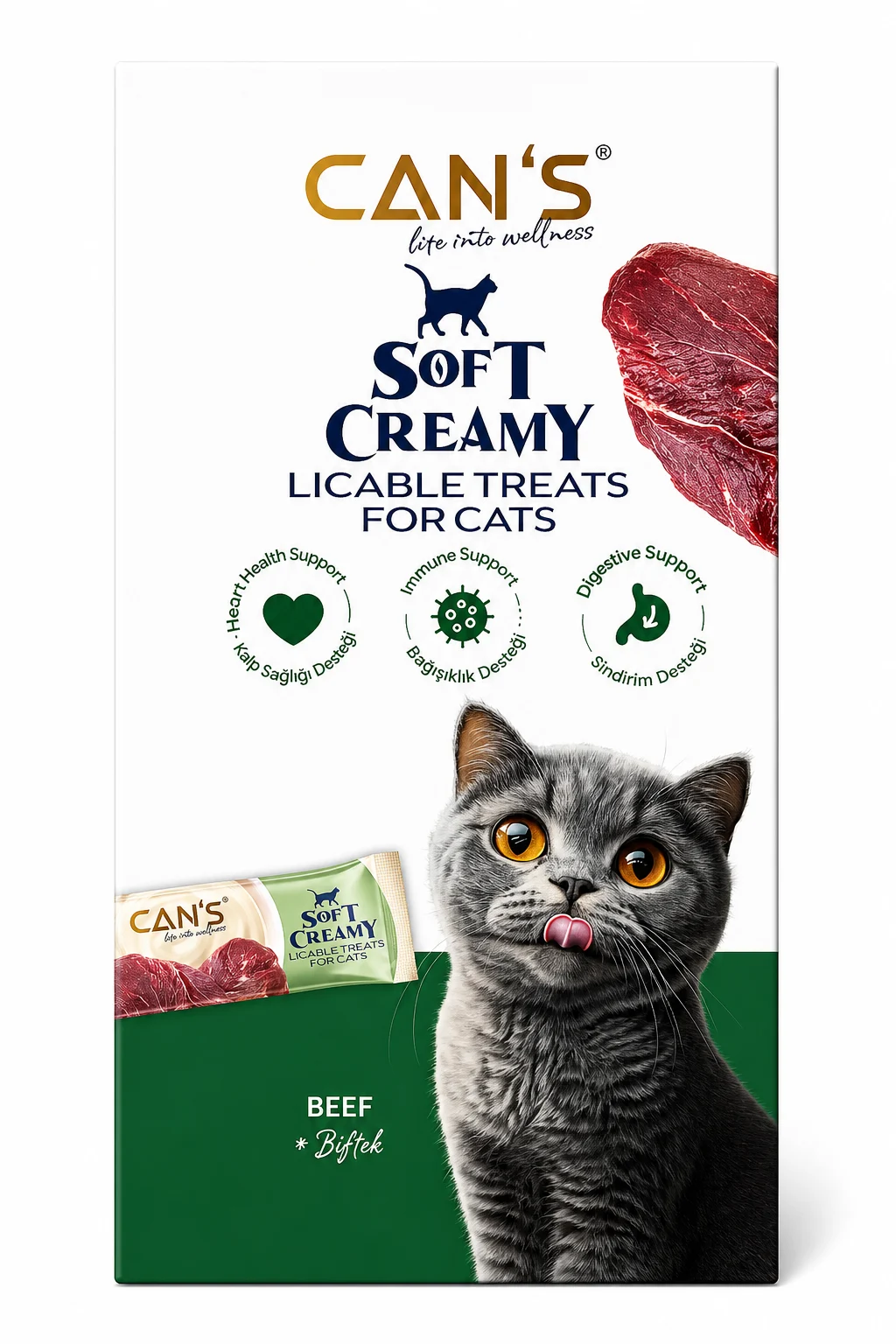 Cans Soft Creamy With Beef Kedi Ödül Maması 5x15 gr - Görsel 2
