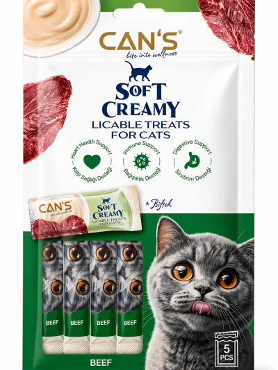 Cans Soft Creamy With Beef Kedi Ödül Maması 5x15 gr