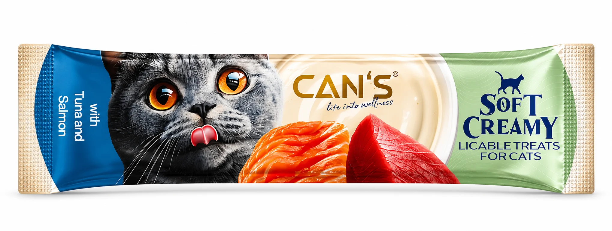 Cans Soft Creamy with Tuna and Salmon Kedi Ödül Maması 30 x 15 gr - Görsel 3