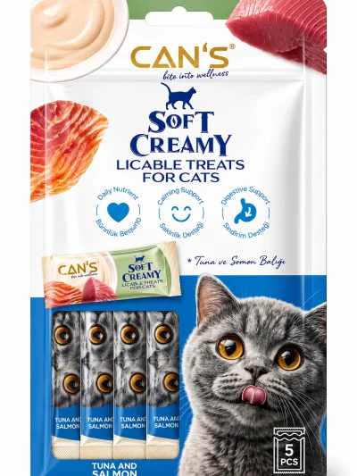 Cans Soft Creamy With Tuna and Salmon Kedi Ödül Maması 5x15 gr