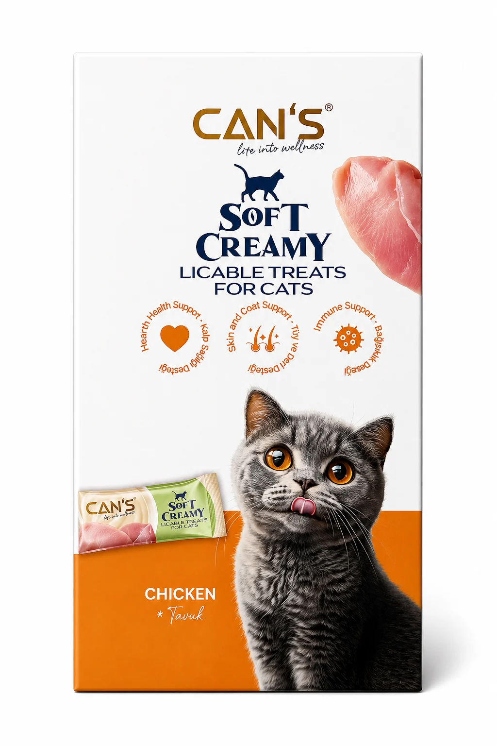 Cans Soft Creamy With Chicken Kedi Ödül Maması 5x15 gr - Görsel 2