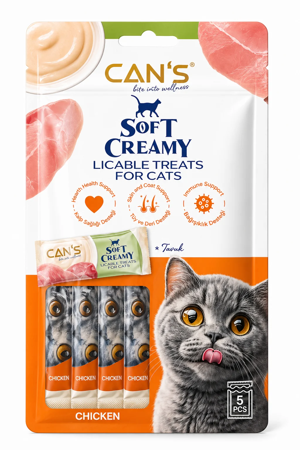 Cans Soft Creamy With Chicken Kedi Ödül Maması 5x15 gr