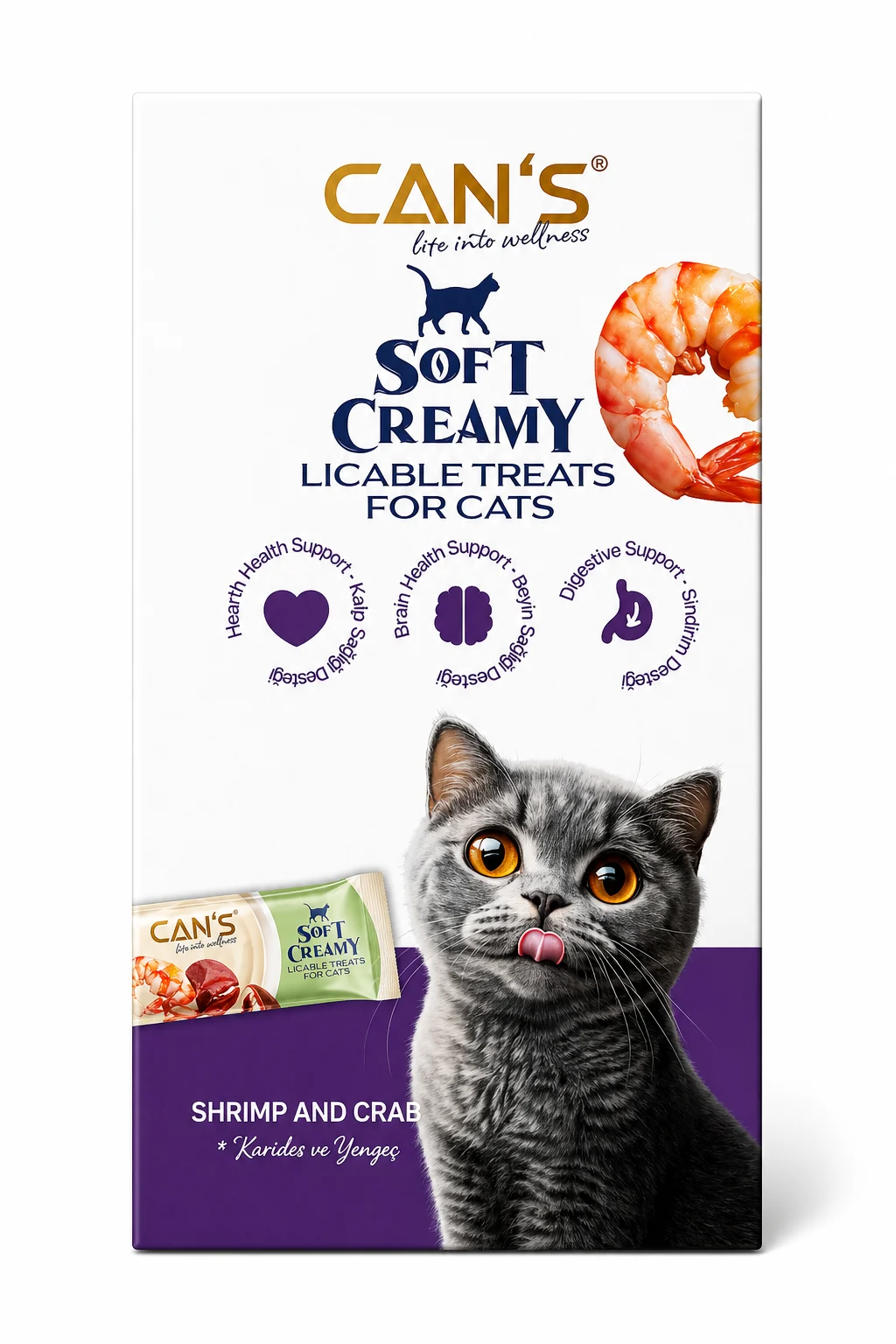 Cans Soft Creamy With Shrimp and Crab Kedi Ödül Maması 5x15 gr - Görsel 2