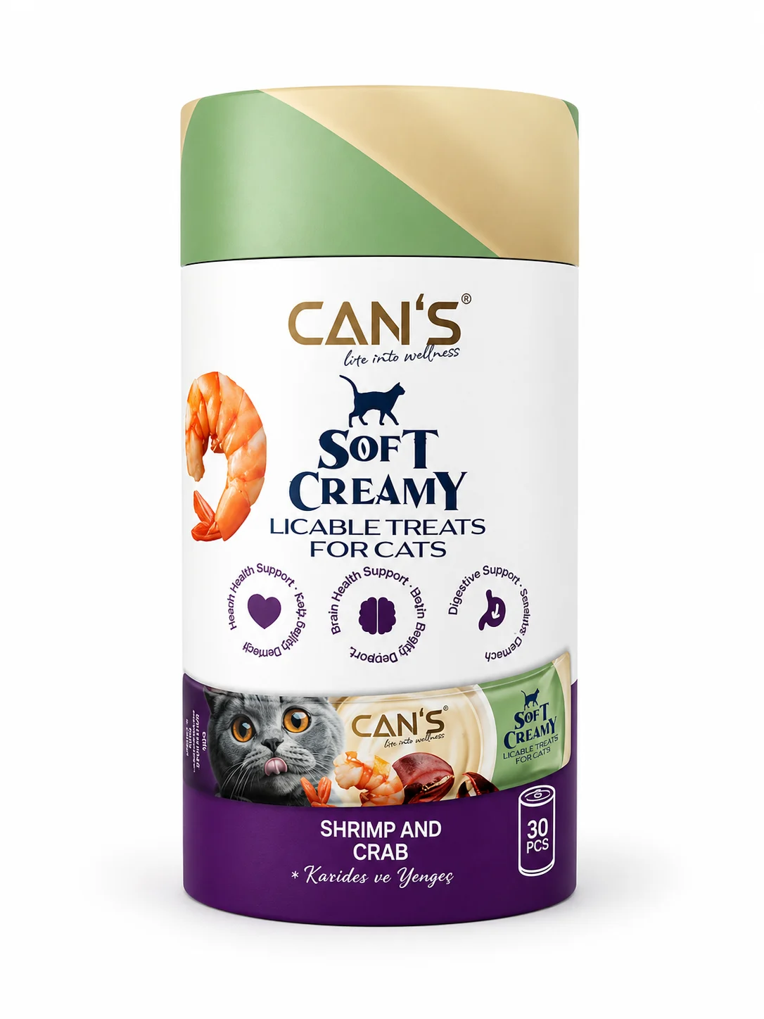 Cans Soft Creamy with Shrimp and Crab Kedi Ödül Maması 30 x 15 gr
