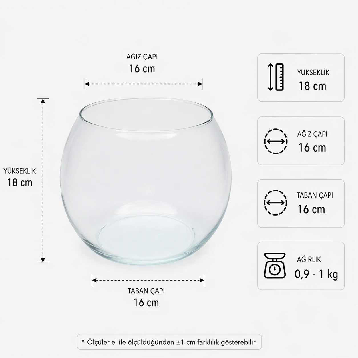 Japon Fanus Cam Akvaryum – 18 cm