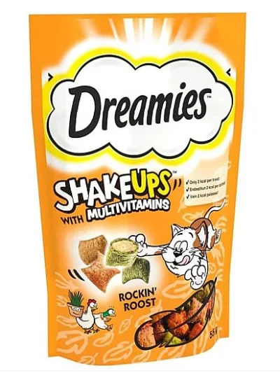 Dreamies Shake Ups Multivitamins Tavuk ve Ördek Aromalı Naneli Kedi Ödülü 55 Gr