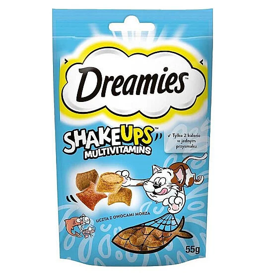 Dreamies Shake Ups Multivitamins Ton Balığı Somon ve Karidesli Kedi Ödülü 55 Gr