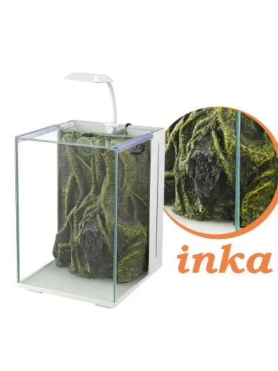Nubios NB-A20-INCA-B Nano Akvaryum Inca Dekorlu Beyaz 20x22x29Cm