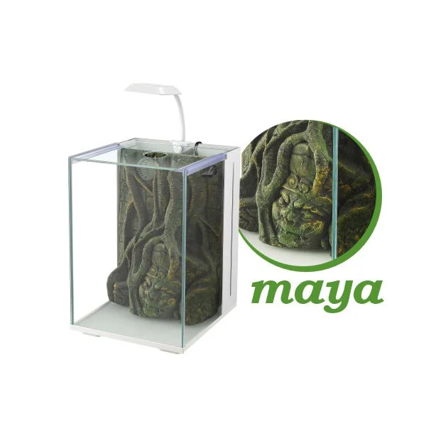 Nubios NB-A20-MAYA-B Nano Akvaryum Maya Dekorlu Beyaz 20x22x29Cm