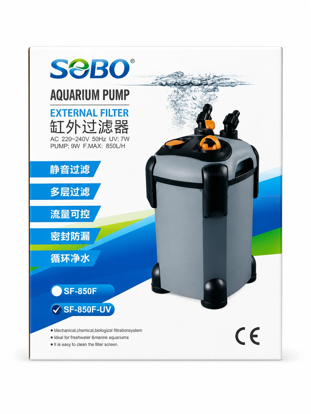 Sobo SF-850F UV Dış Filtre 9W 850 Lt/h