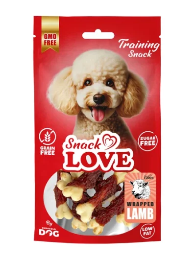Snack Love BKK001 Köpek Ödülü Burgulu Kalsiyum Kemik Çubuk Üzerine Sarılı Kuzu Etli 7 cm 70 gr