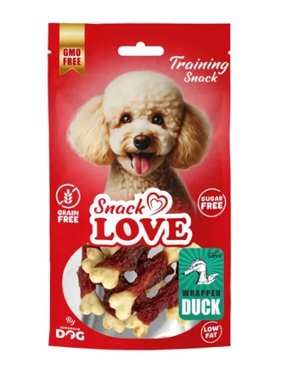 Snack Love BKK010 Köpek Ödülü Burgulu Kalsiyum Kemik Çubuk Üzerine Sarılı Ördek Etli 7 cm 70 gr