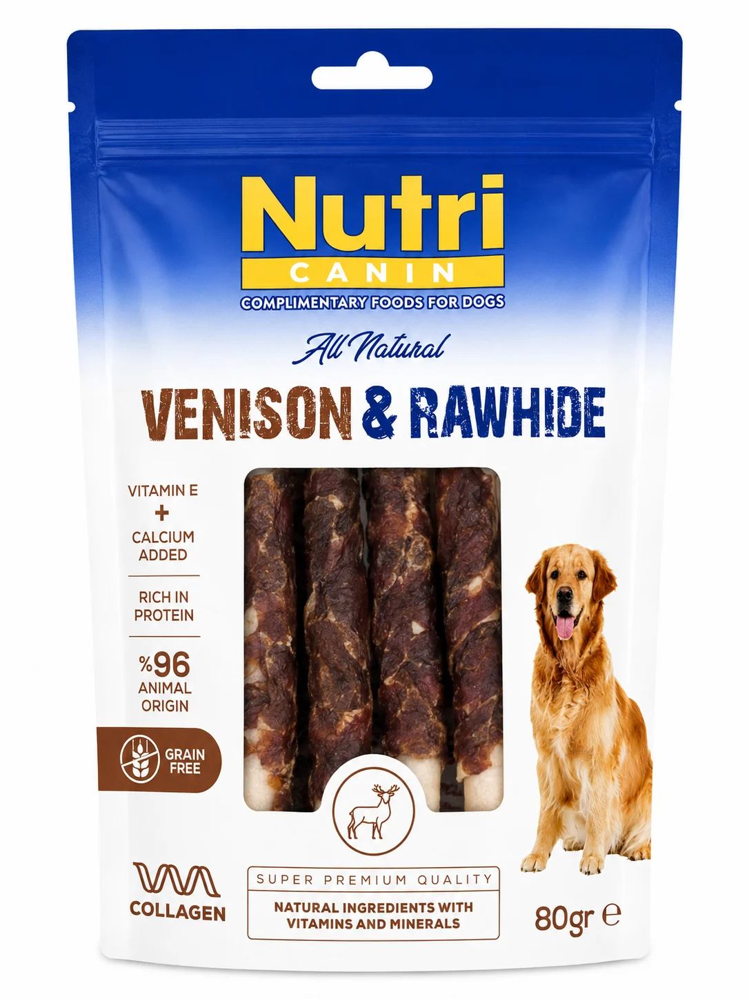 Nutri Geyik Eti Sarılı Kemik Köpek Ödülü 80 Gr