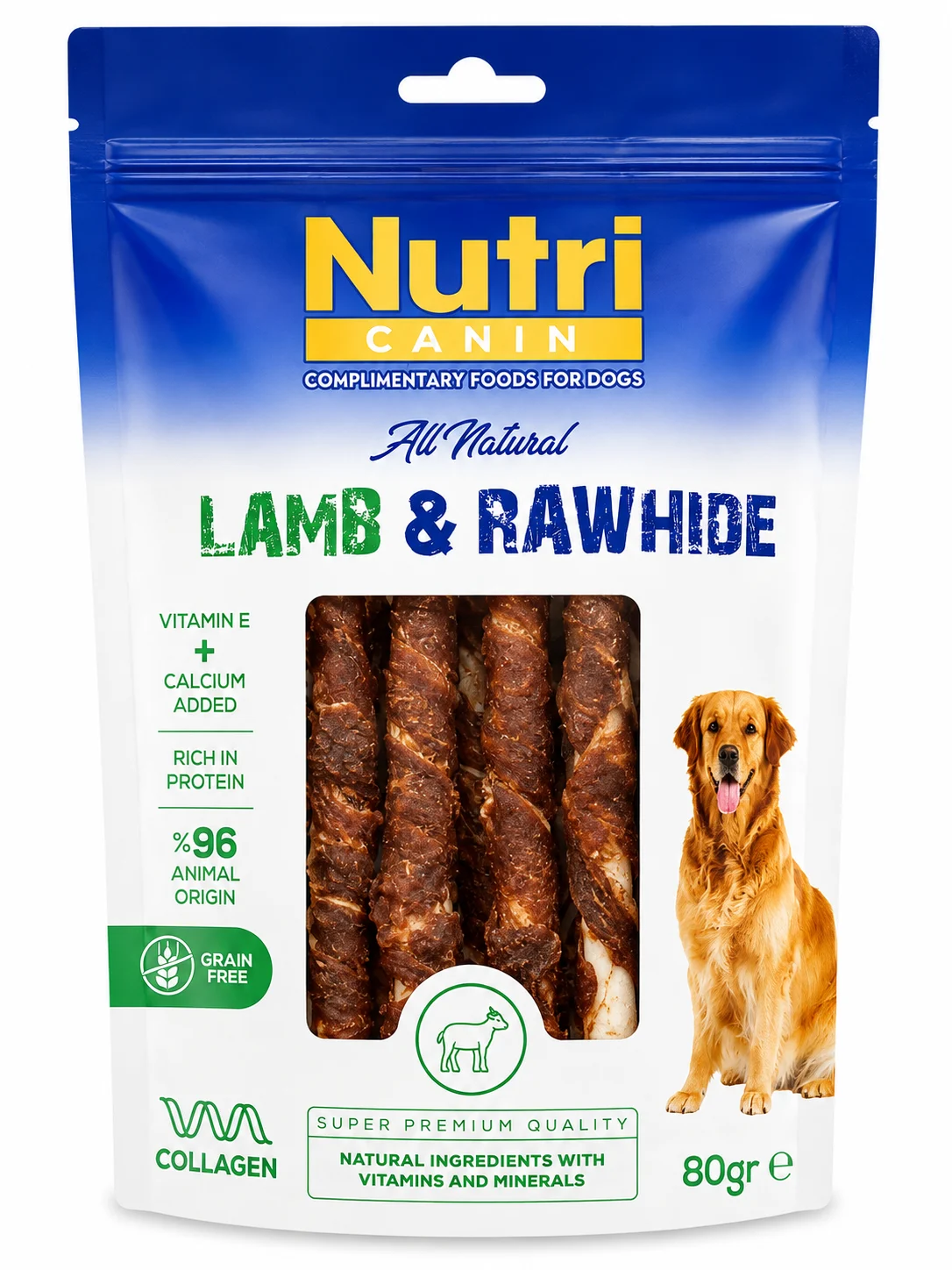 Nutri Kuzu Eti Sarılı Kemik Köpek Ödülü 80 Gr