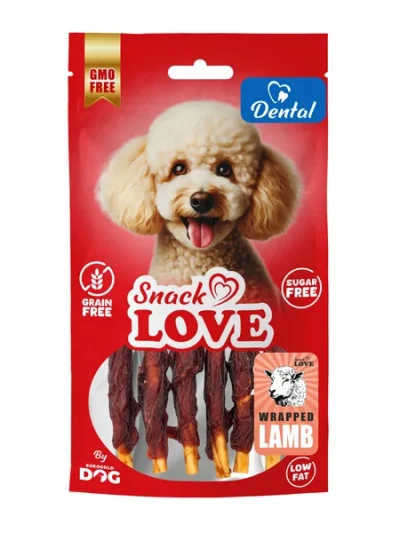 Snack Love DBC001 Köpek Ödülü Dental Ve Eğitim Burgulu Çubuk Üzerine Sarılı Kuzu Eti 10 cm 70 gr