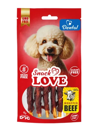 Snack Love DBC020 Köpek Ödülü Dental Ve Eğitim Burgulu Çubuk Üzerine Sarılı Dana Eti 10 cm 70 gr