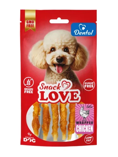 Snack Love DBC030 Köpek Ödülü Dental Ve Eğitim Burgulu Çubuk Üzerine Sarılı Tavuk Eti 10 cm 70 gr