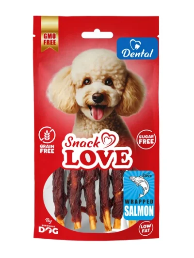 Snack Love DBC040 Köpek Ödülü Dental Ve Eğitim Burgulu Çubuk Üzerine Sarılı Somon Balığı 10 cm 70 gr