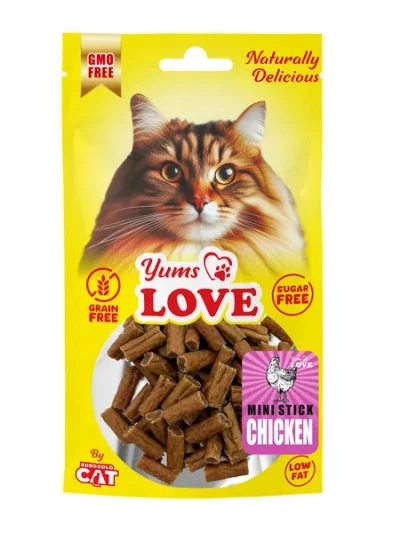 Yums MC030 Love Kedi Ödülü Mini Çubuk Tavuklu 2 cm 50 gr