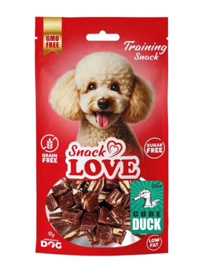 Snack Love Z010 Köpek Ödül Ve Eğitim Ördek-Morina Küp Şekil Kesimli 12 mm Küp 70 gr
